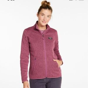 L.L.Bean Women’s Full zip Fleece Logo Sweater Sweatshirt with Hood Medium Petite